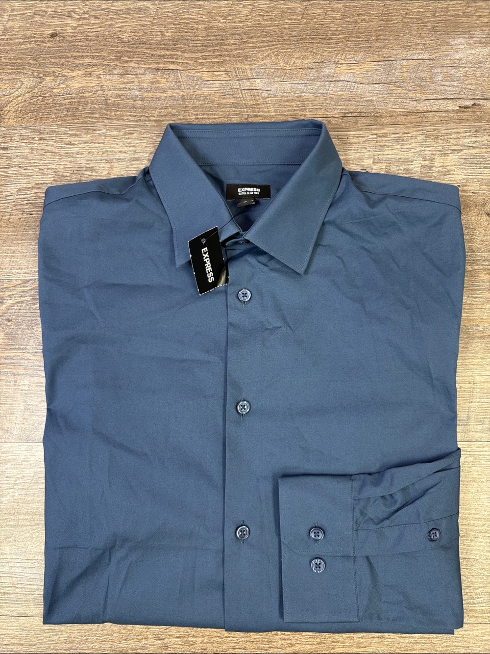 Express Extra Slim 1MX Blue Stretch Dress Shirt Men’s M NWT